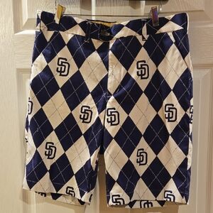 Loudmouth Golf San Diego Padres Argyle Shorts Men's 34 Navy White